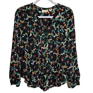 Maeve by Anthropologie‎ Avignon Black Floral Button Down Blouse Size Large